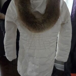 Michael Kors White Puffer Coat with Fur Trim